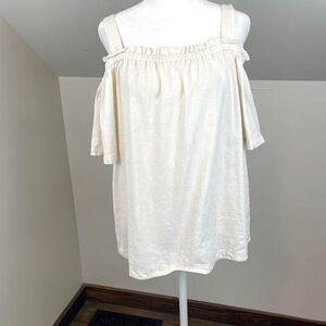 Stitch Star Linen Blend Cold Shoulder Blouse Size XL